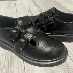 Dr. Martens Black Double Buckle T Straps Shoes size 1 US